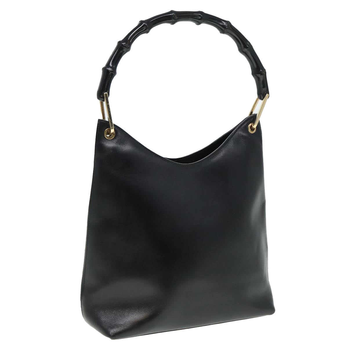 GUCCI Bamboo Shoulder Bag Leather Black 001 3007 3754 79162