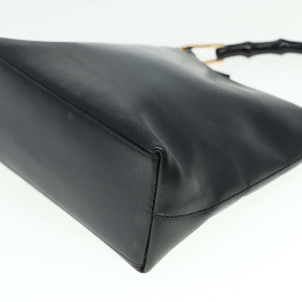 GUCCI Bamboo Shoulder Bag Leather Black 001 3007 3754 79162