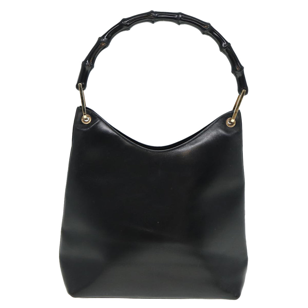 GUCCI Bamboo Shoulder Bag Leather Black 001 3007 3754 79162