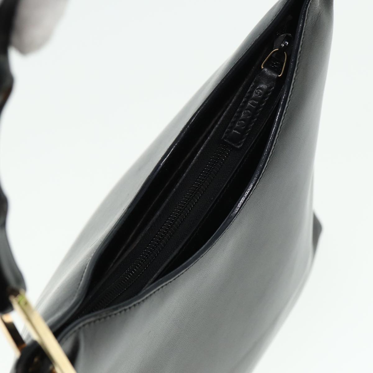 GUCCI Bamboo Shoulder Bag Leather Black 001 3007 3754 79162