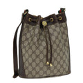 GUCCI GG Supreme Web Sherry Line Shoulder Bag PVC Leather Beige 79176