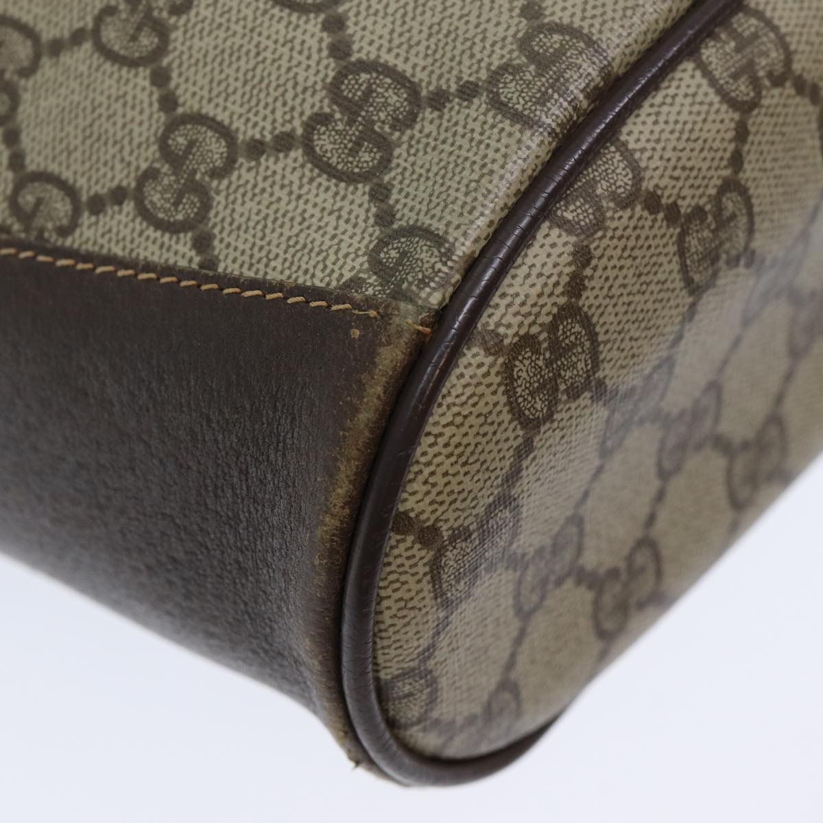 GUCCI GG Supreme Web Sherry Line Shoulder Bag PVC Leather Beige 79176