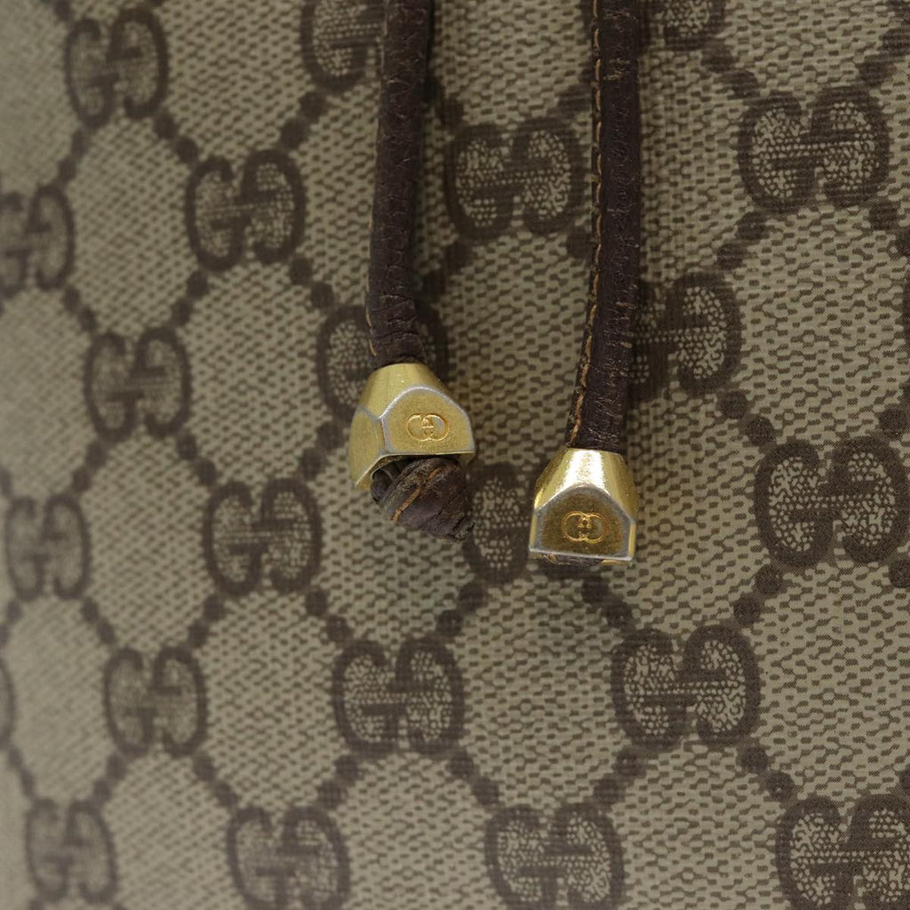 GUCCI GG Supreme Web Sherry Line Shoulder Bag PVC Leather Beige 79176