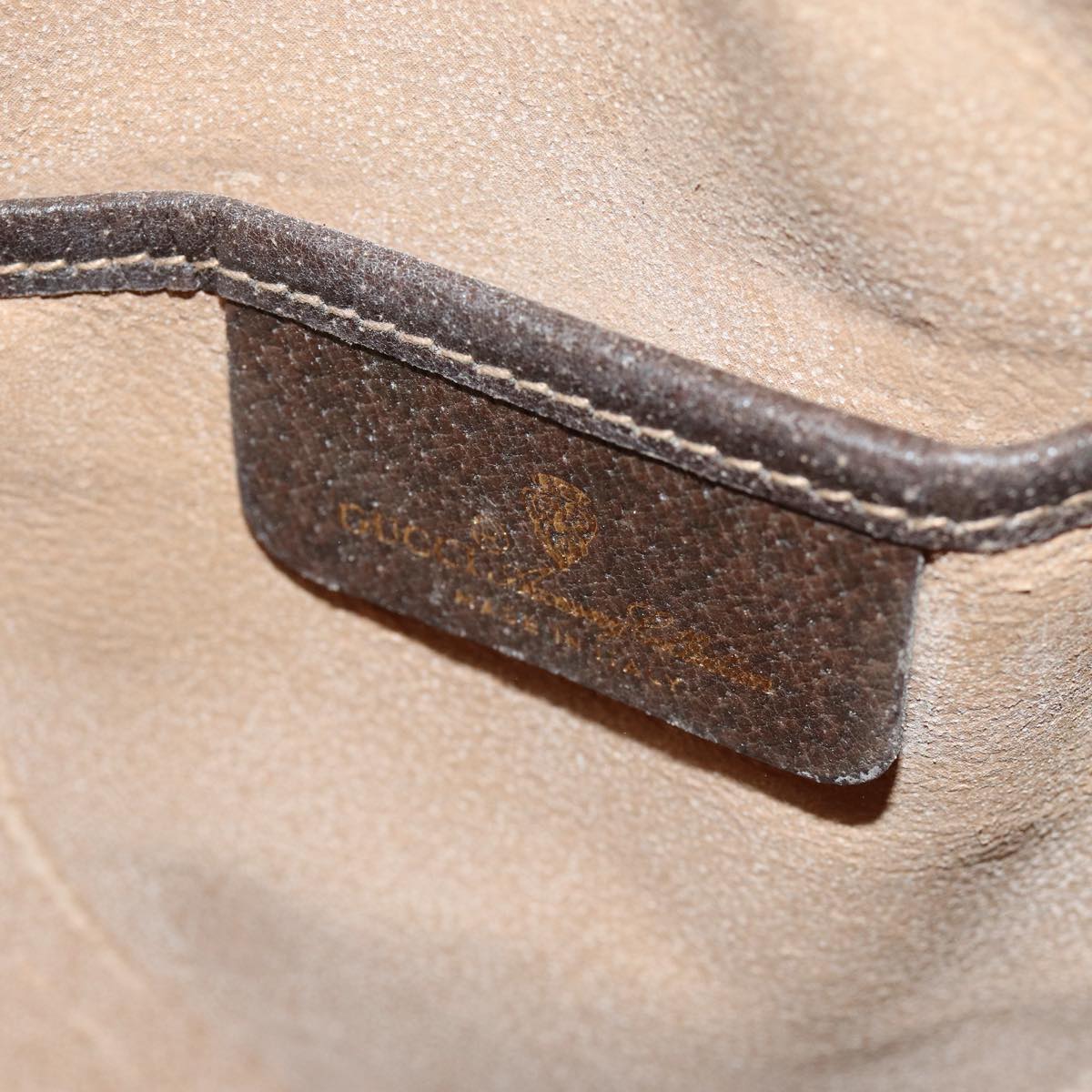 GUCCI GG Supreme Web Sherry Line Shoulder Bag PVC Leather Beige 79176