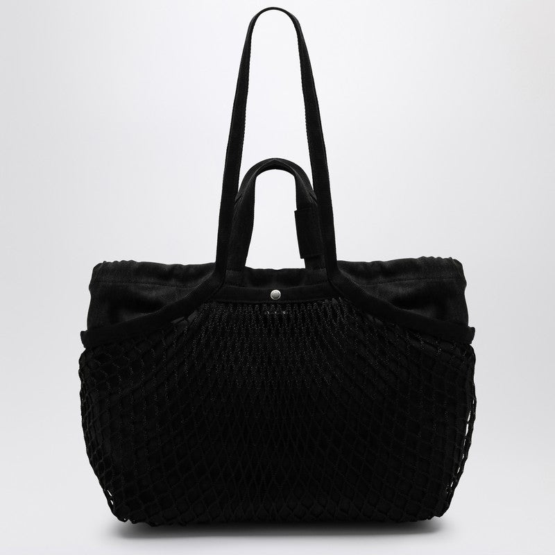 Balenciaga Medium 24/7 Tote Bag In Washed Black Cotton With Mesh Women