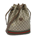 GUCCI GG Supreme web sherry Shoulder Bag PVC Leather Beige 79181