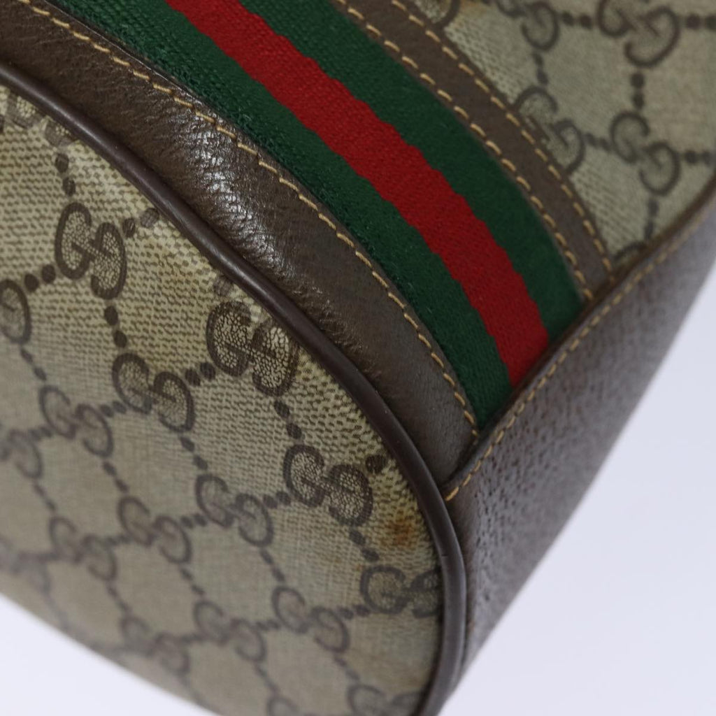 GUCCI GG Supreme web sherry Shoulder Bag PVC Leather Beige 79181