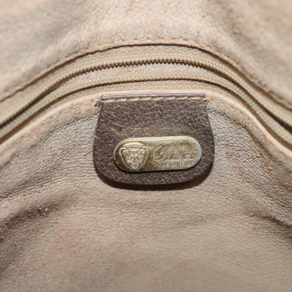 GUCCI GG Supreme web sherry Shoulder Bag PVC Leather Beige 79181