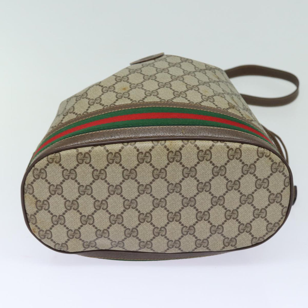 GUCCI GG Supreme web sherry Shoulder Bag PVC Leather Beige 79181