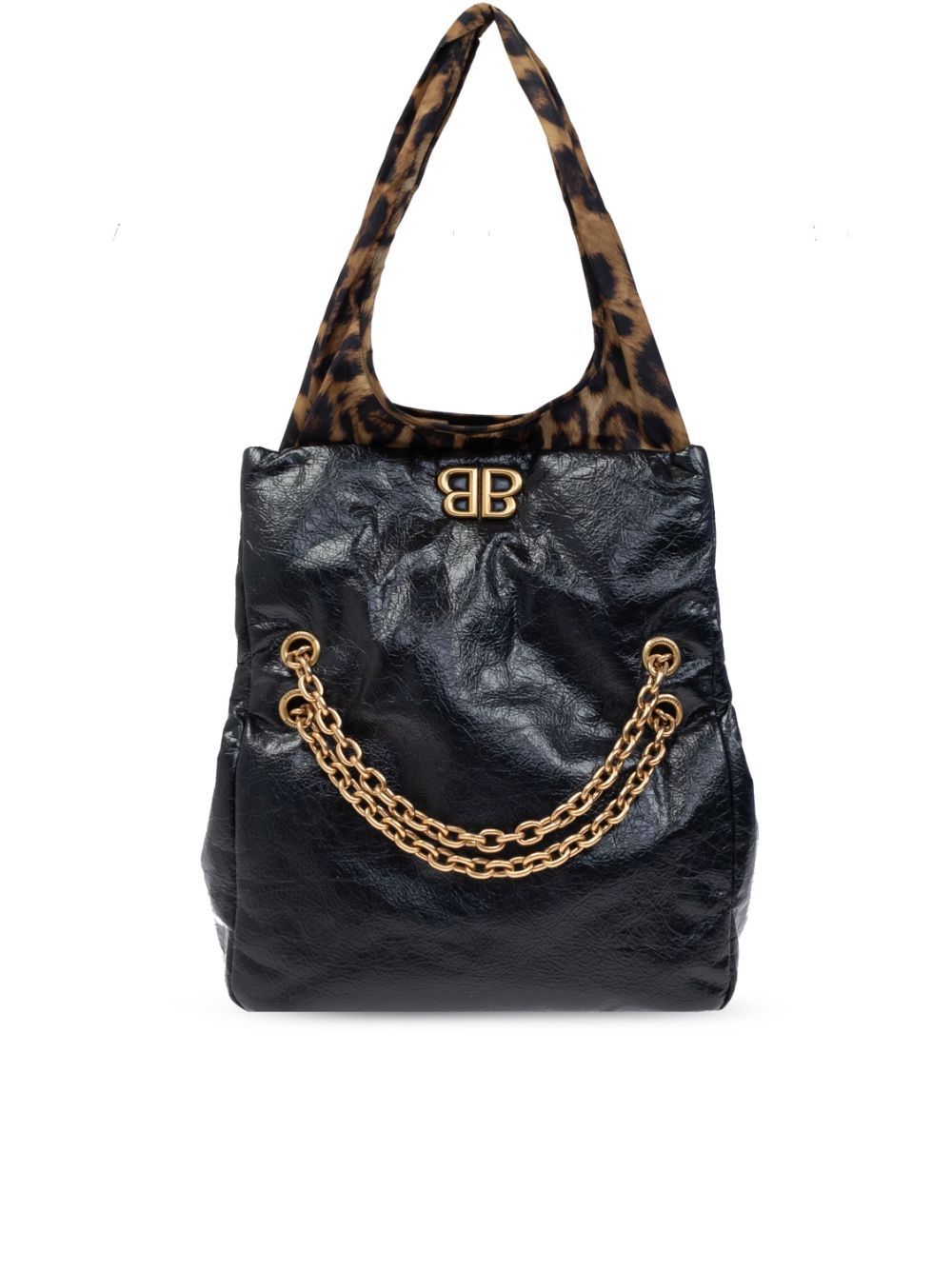 MONACO S BLACK BAG WITH LEOPARD HANDLES