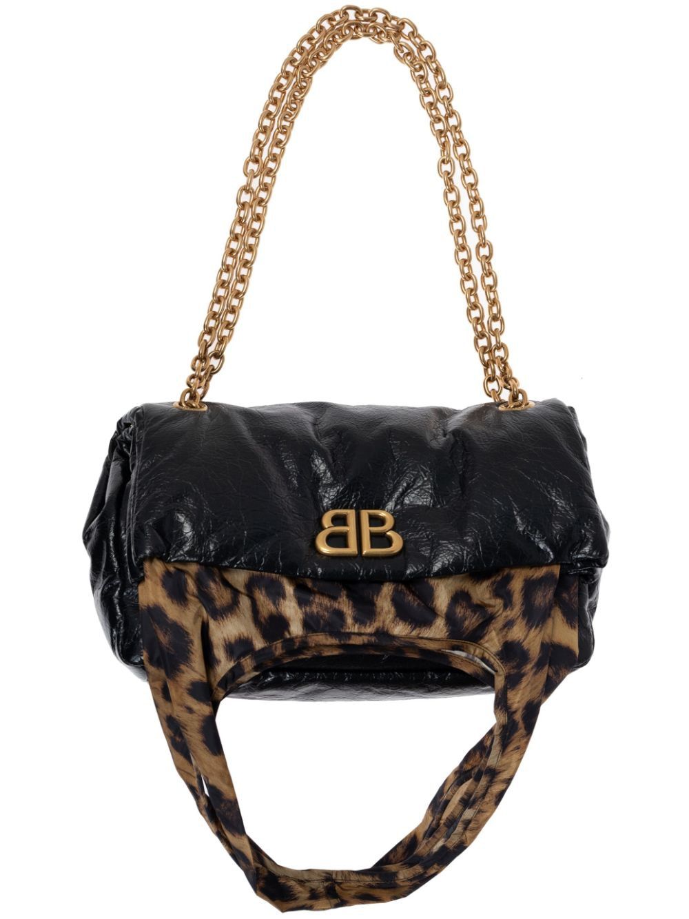 MONACO S BLACK BAG WITH LEOPARD HANDLES