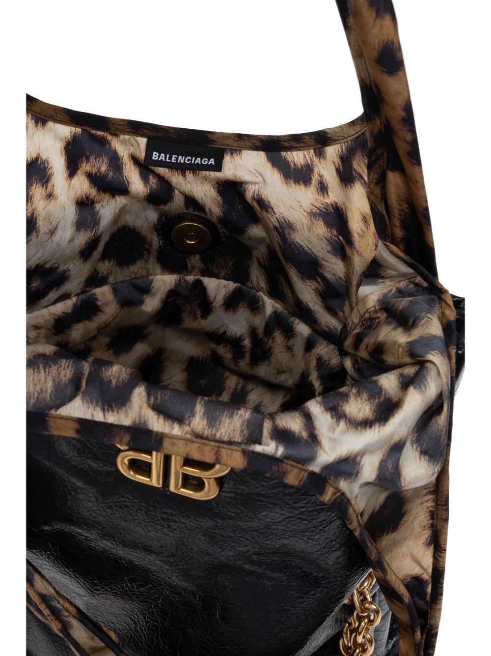 MONACO S BLACK BAG WITH LEOPARD HANDLES