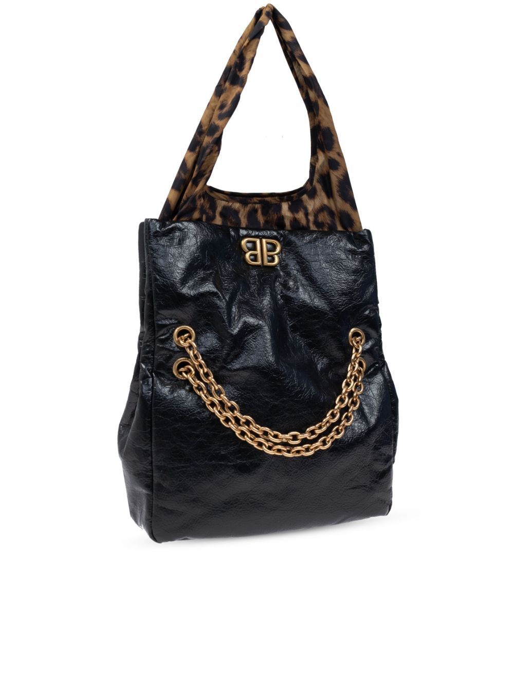 MONACO S BLACK BAG WITH LEOPARD HANDLES