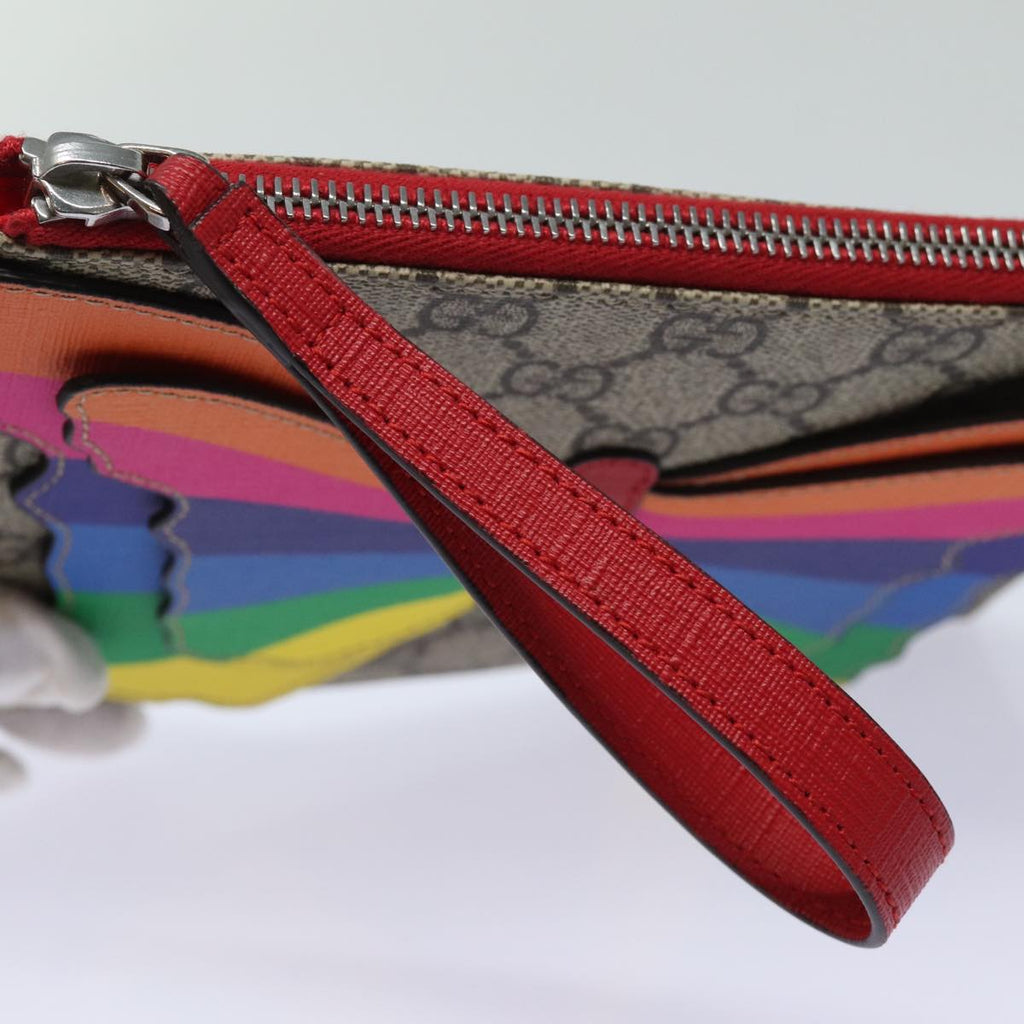 GUCCI GG Supreme Butterfly Clutch Bag PVC Beige 550781 79205