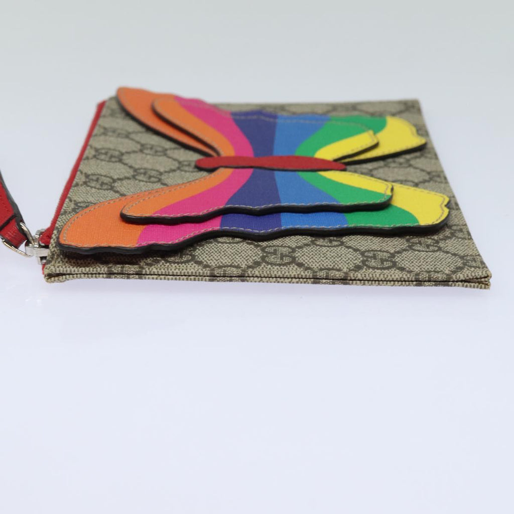 GUCCI GG Supreme Butterfly Clutch Bag PVC Beige 550781 79205