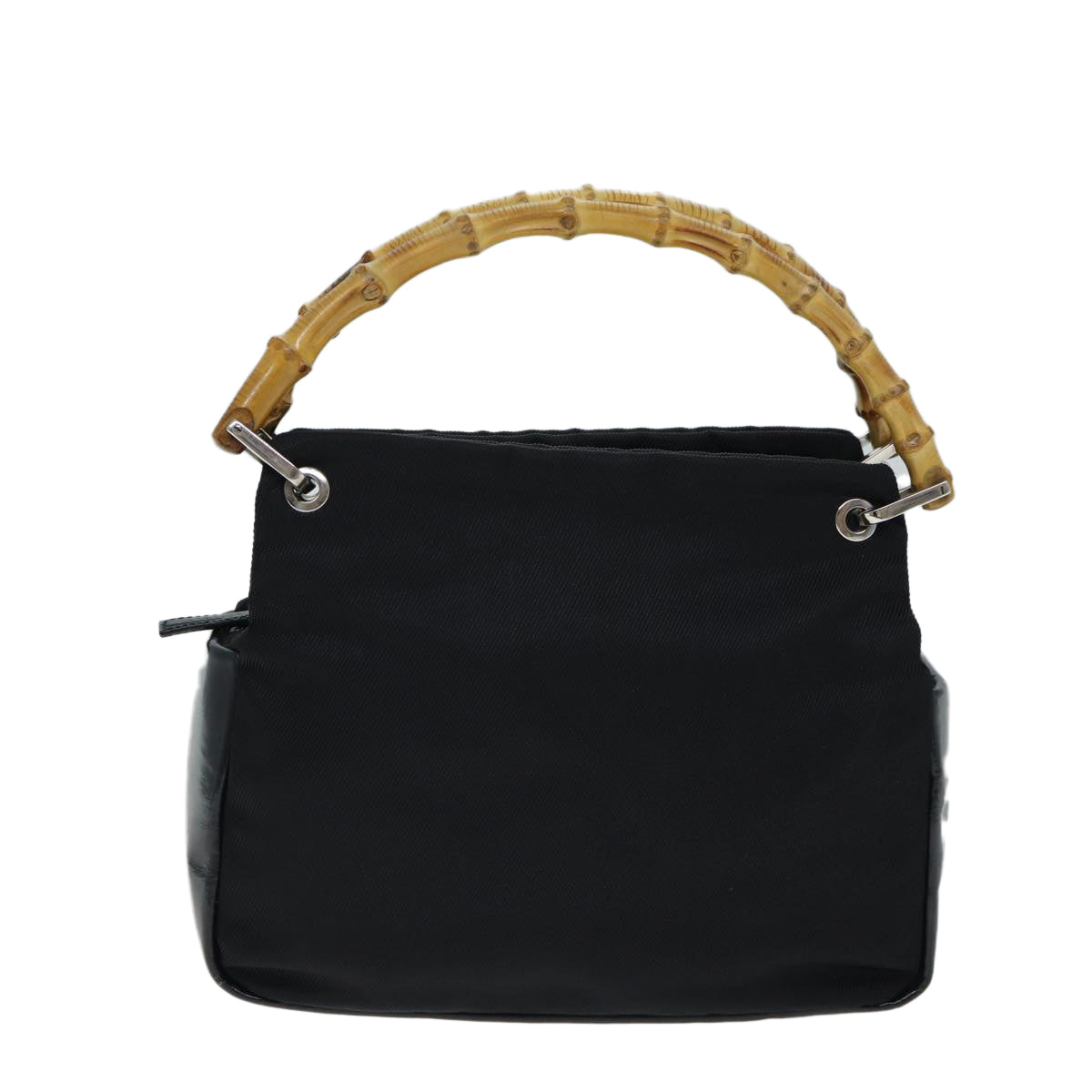 GUCCI Bamboo Hand Bag Nylon Black 000 1014 0575 5 79211