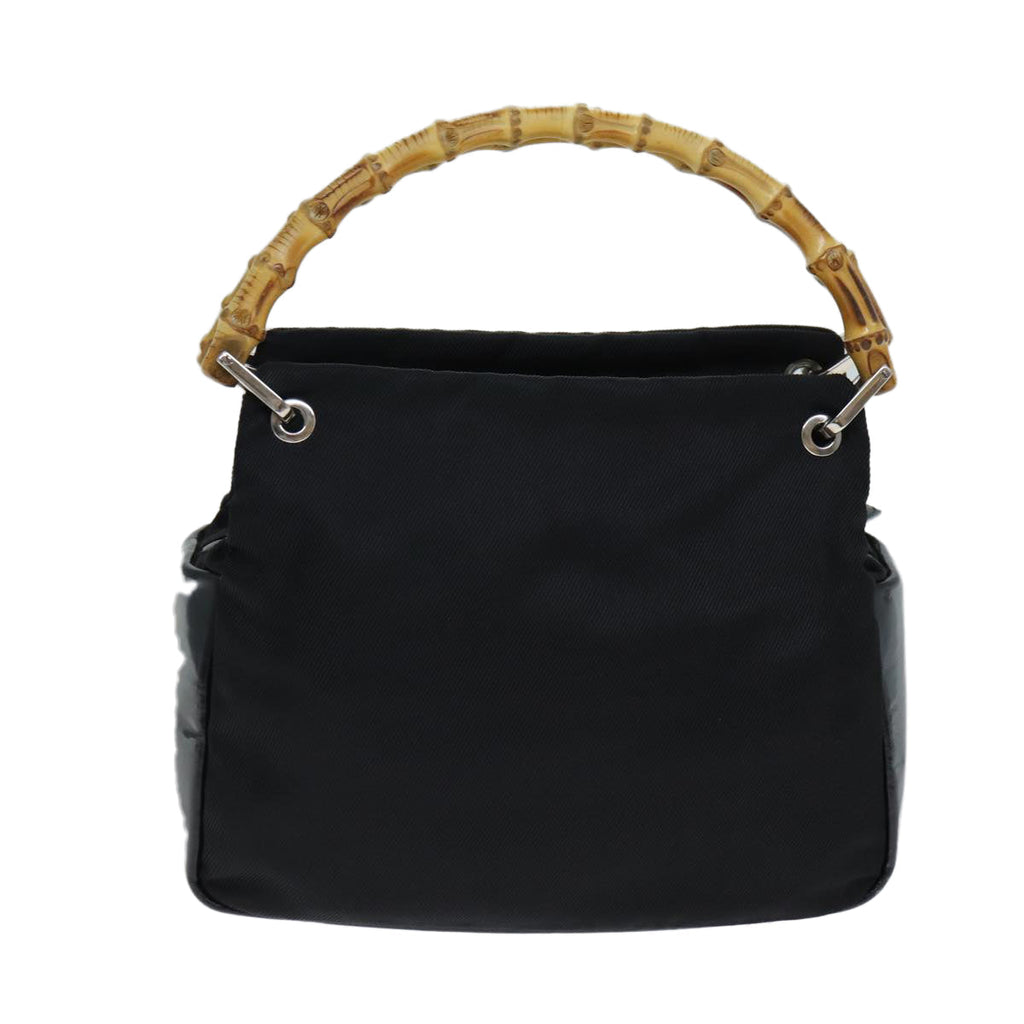 GUCCI Bamboo Hand Bag Nylon Black 000 1014 0575 5 79211
