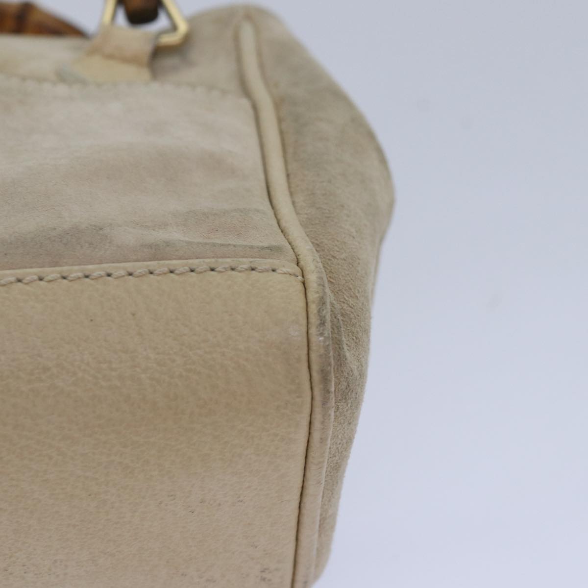 GUCCI Bamboo Hand Bag Suede 2way Beige 79215