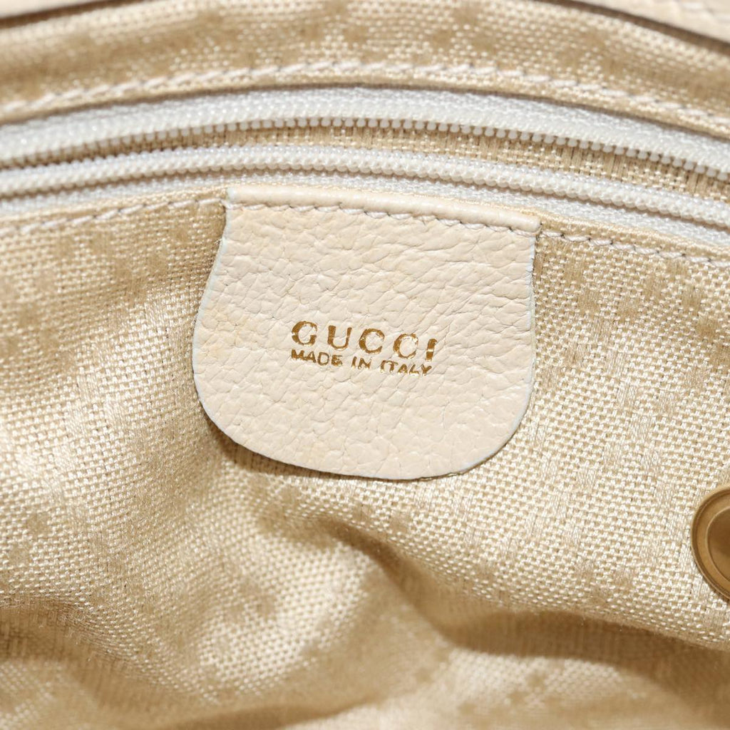 GUCCI Bamboo Hand Bag Suede 2way Beige 79215