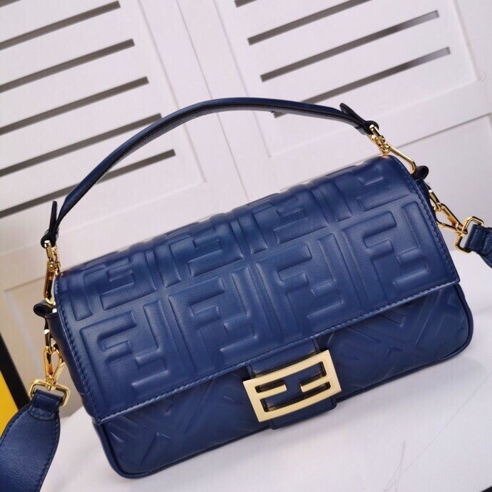 FI Baguette Chain MiGLAMI MeGLAMIum Dark Blue Bag For Woman 26cm/10in