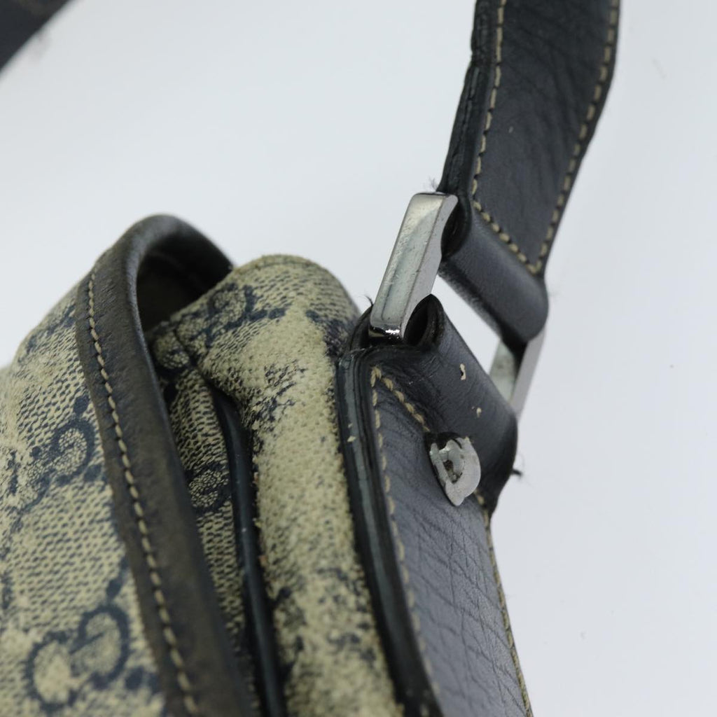 GUCCI GG Supreme Sherry Line Shoulder Bag PVC Leather Beige Navy 79288