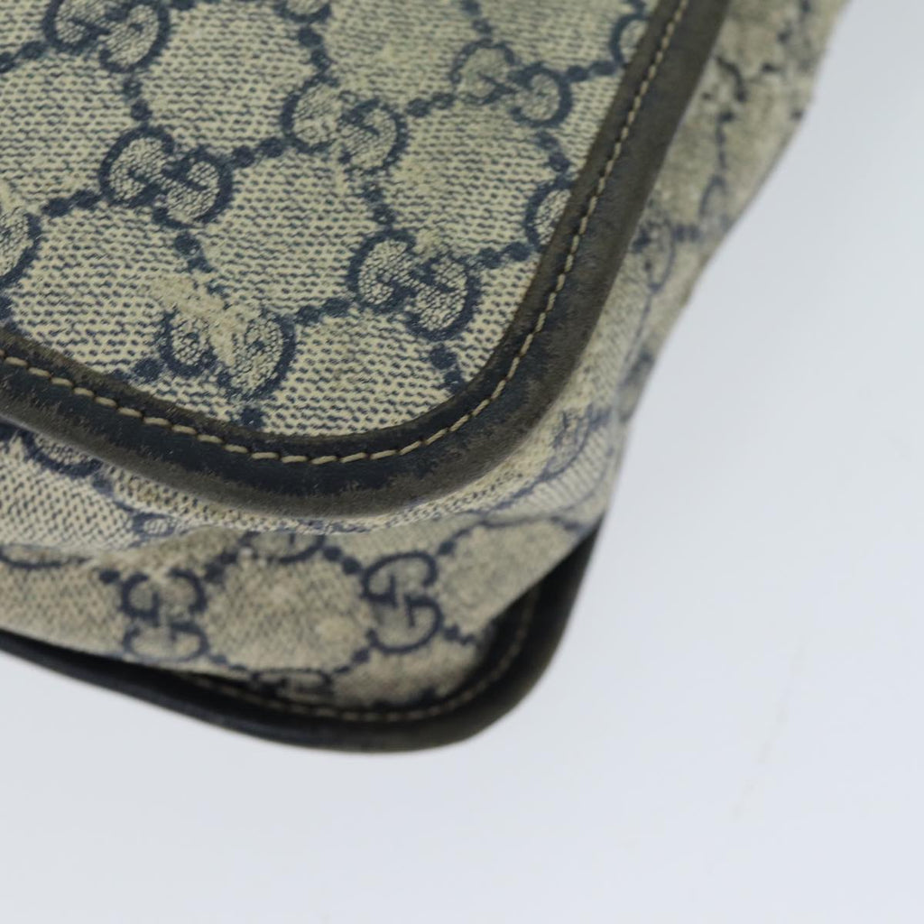GUCCI GG Supreme Sherry Line Shoulder Bag PVC Leather Beige Navy 79288