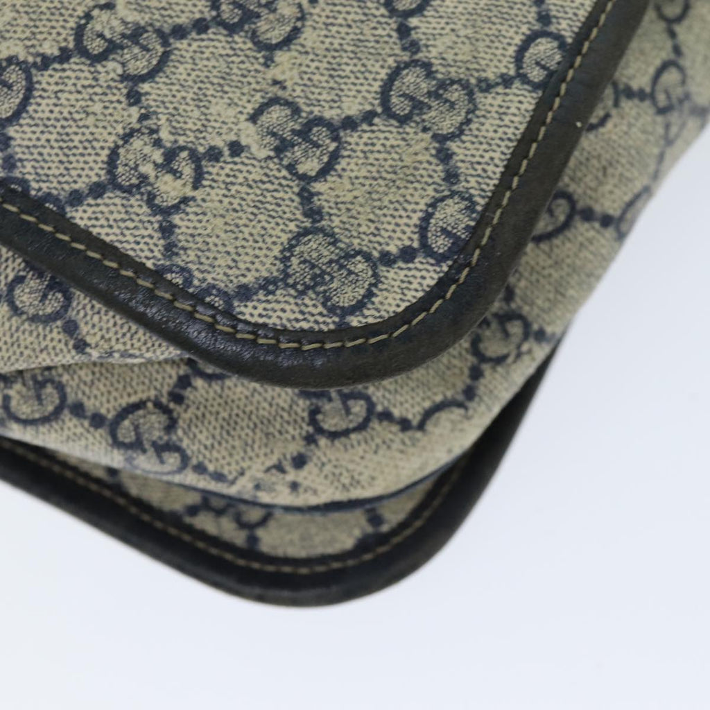 GUCCI GG Supreme Sherry Line Shoulder Bag PVC Leather Beige Navy 79288