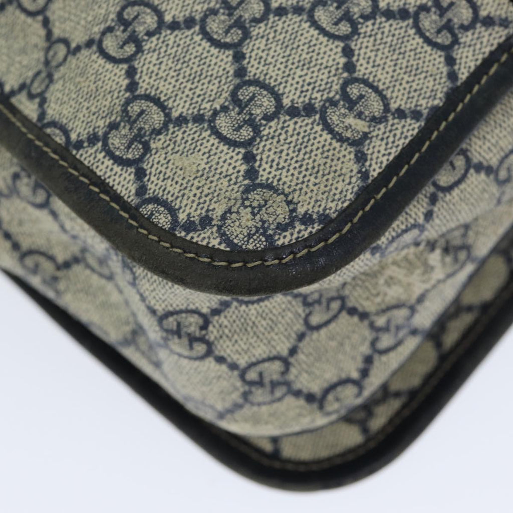 GUCCI GG Supreme Sherry Line Shoulder Bag PVC Leather Beige Navy 79288