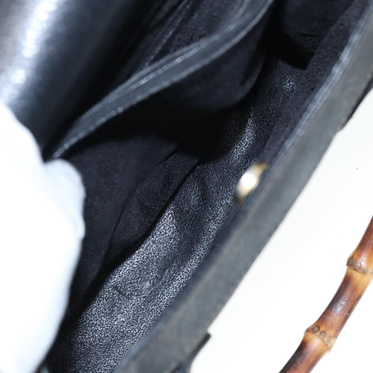 GUCCI Bamboo Hand Bag Leather Black 002 123 0260 79292