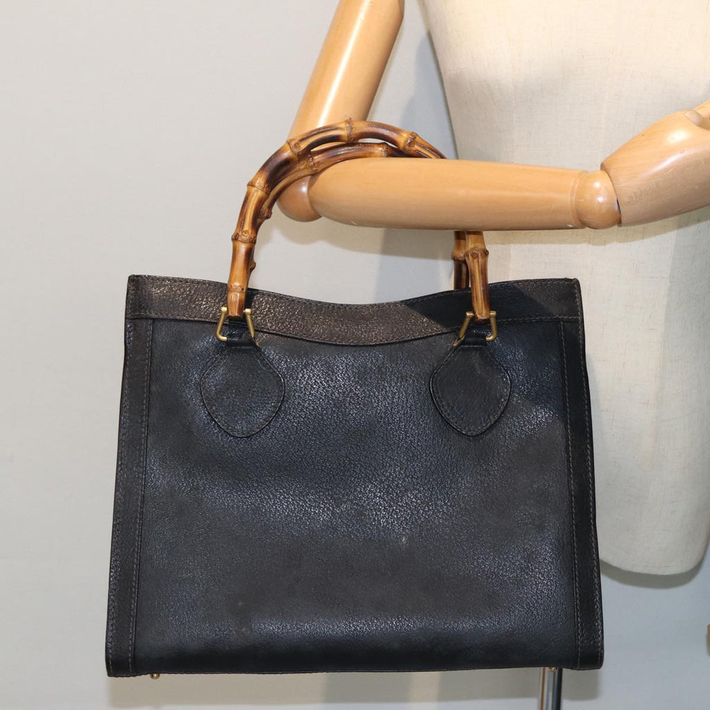 GUCCI Bamboo Hand Bag Leather Black 002 123 0260 79292