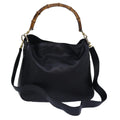 GUCCI Bamboo Hand Bag Leather 2way Black 000 1448 1638 79317