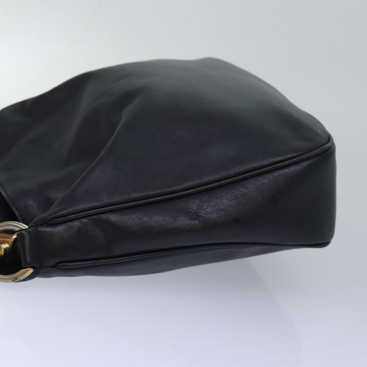 GUCCI Bamboo Hand Bag Leather 2way Black 000 1448 1638 79317