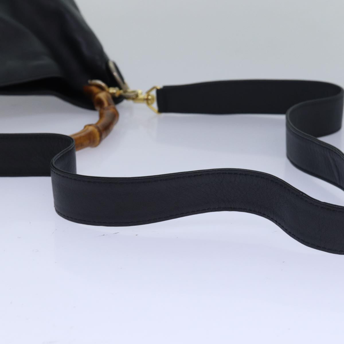 GUCCI Bamboo Hand Bag Leather 2way Black 000 1448 1638 79317
