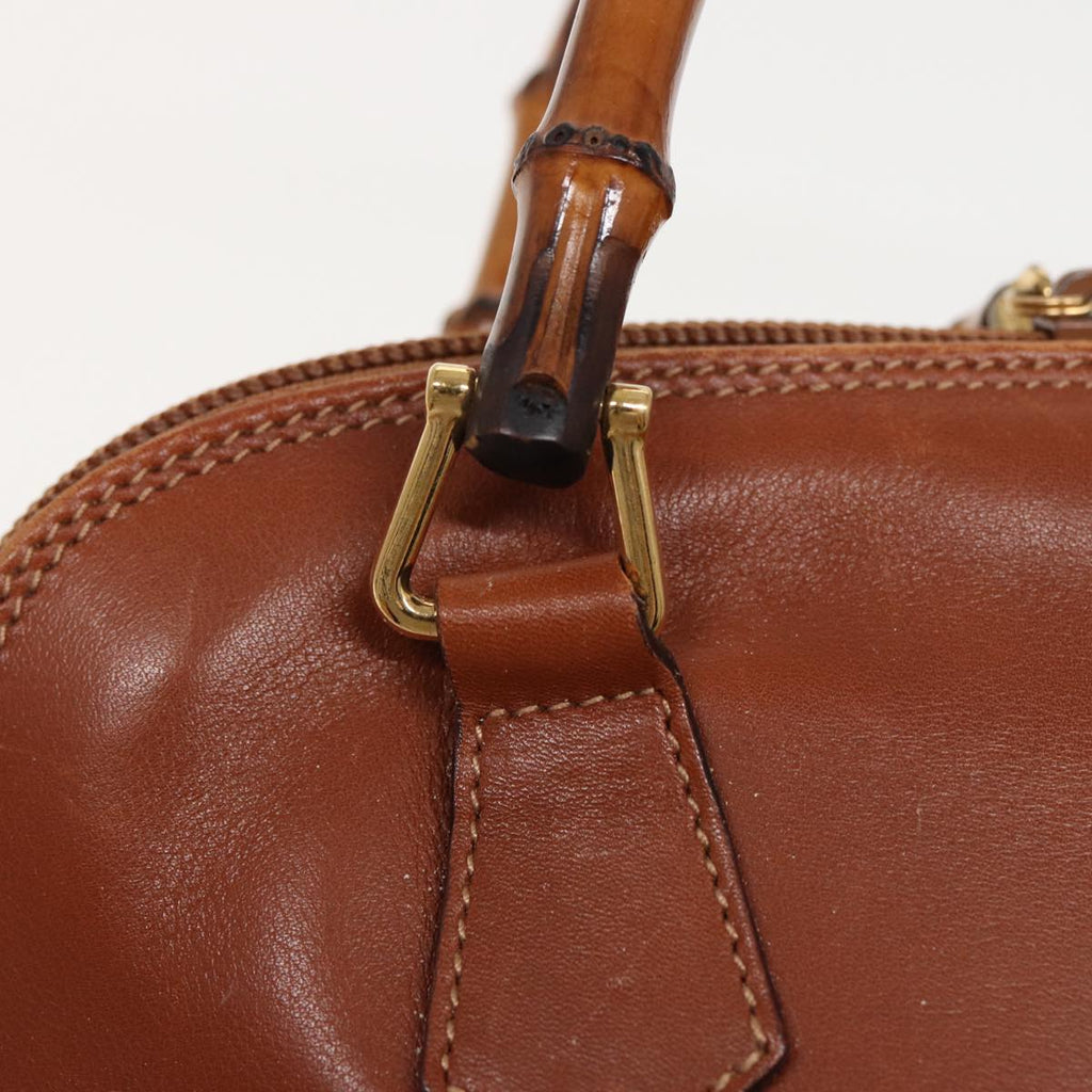 GUCCI Bamboo Hand Bag Leather 2way Brown 79328