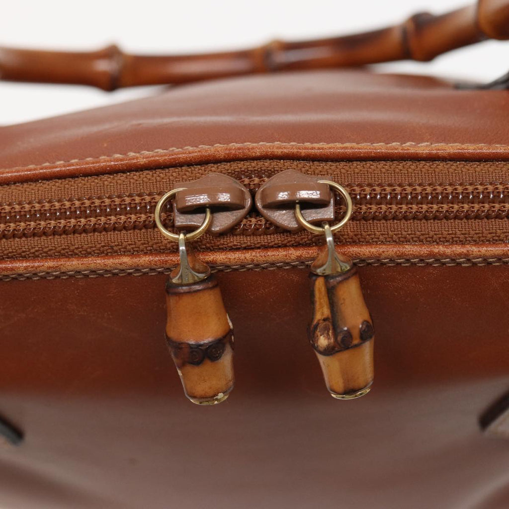 GUCCI Bamboo Hand Bag Leather 2way Brown 79328