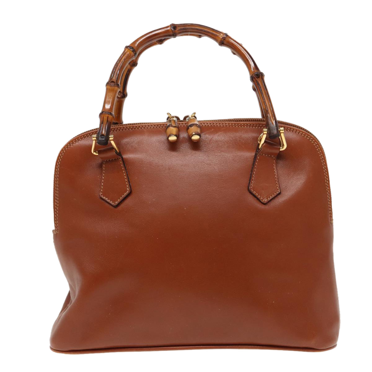 GUCCI Bamboo Hand Bag Leather 2way Brown 79328