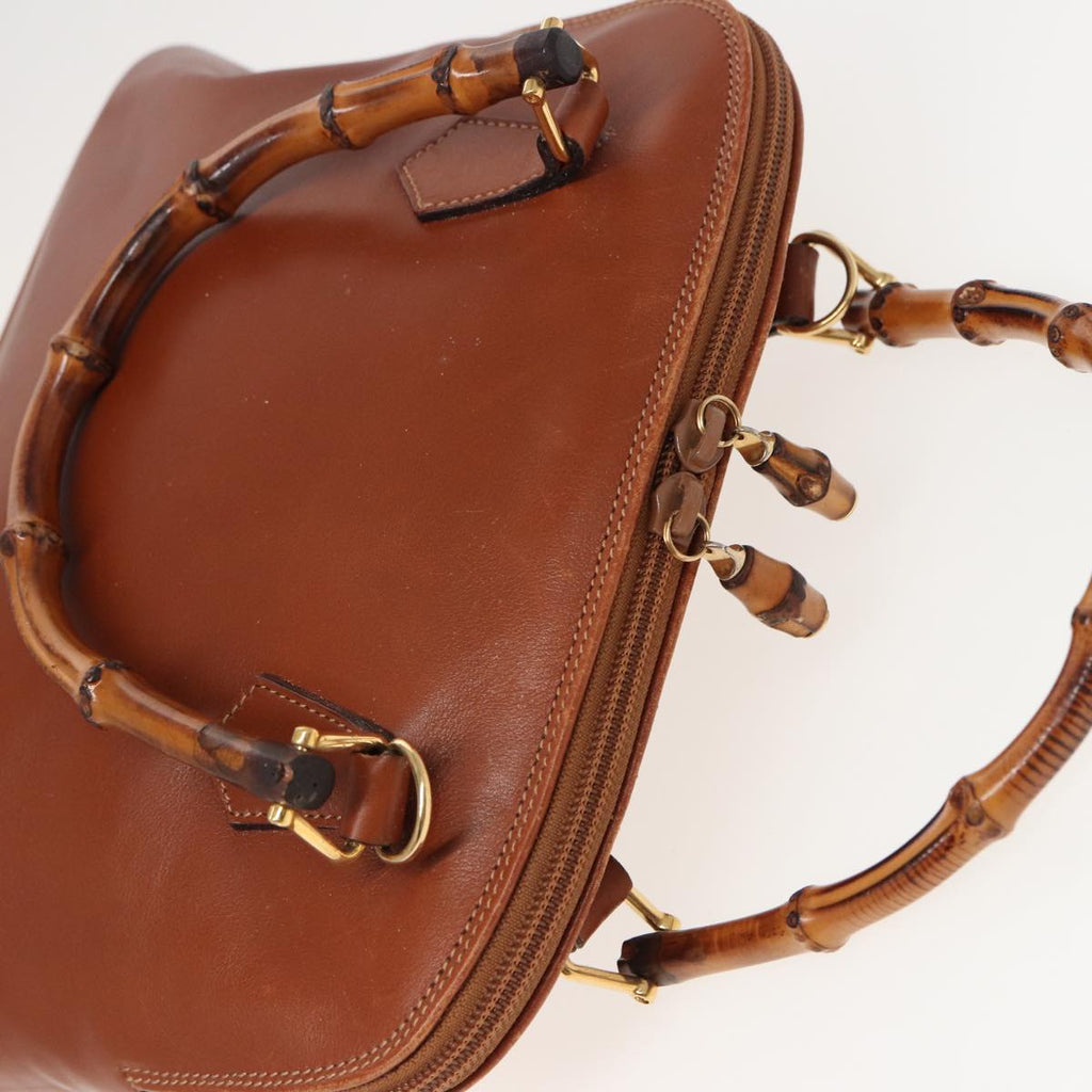 GUCCI Bamboo Hand Bag Leather 2way Brown 79328