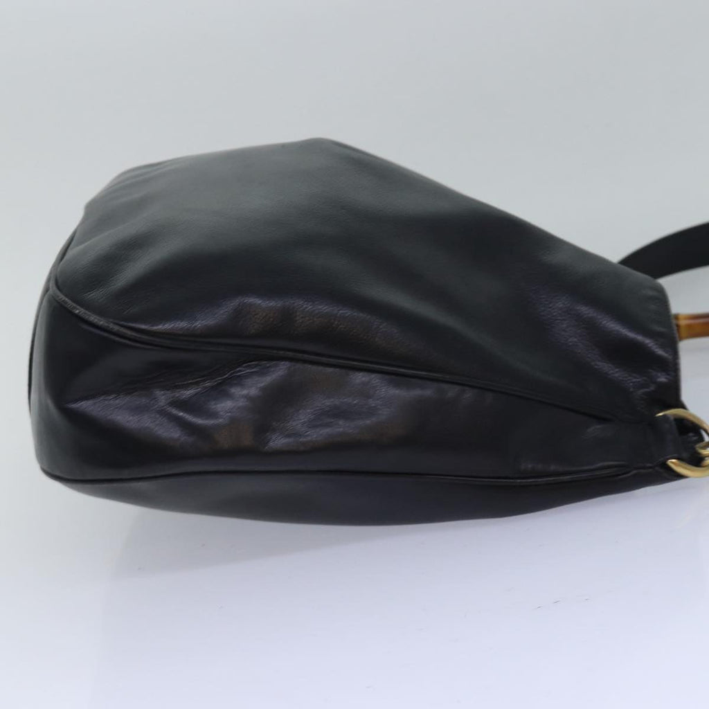 GUCCI Bamboo Hand Bag Leather 2way Black 001 1781 1577 79330