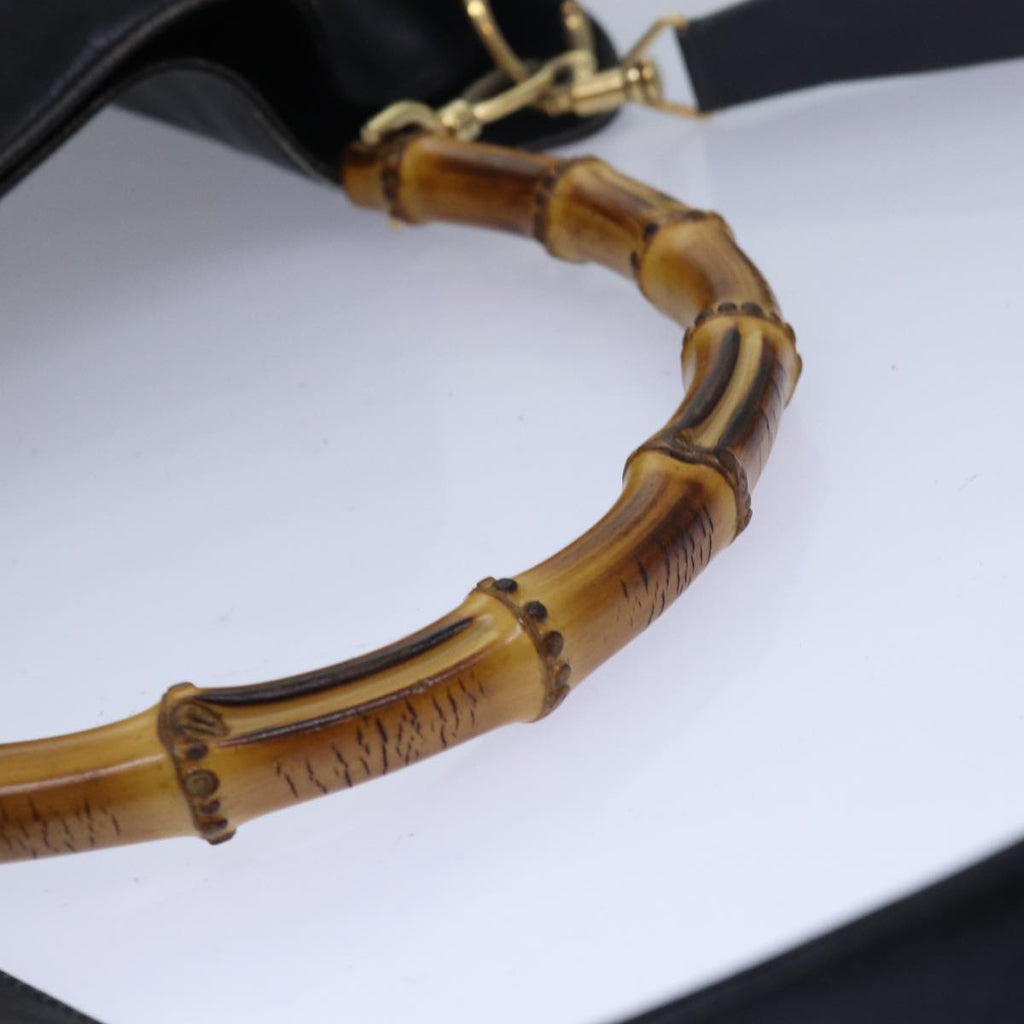 GUCCI Bamboo Hand Bag Leather 2way Black 001 1781 1577 79330