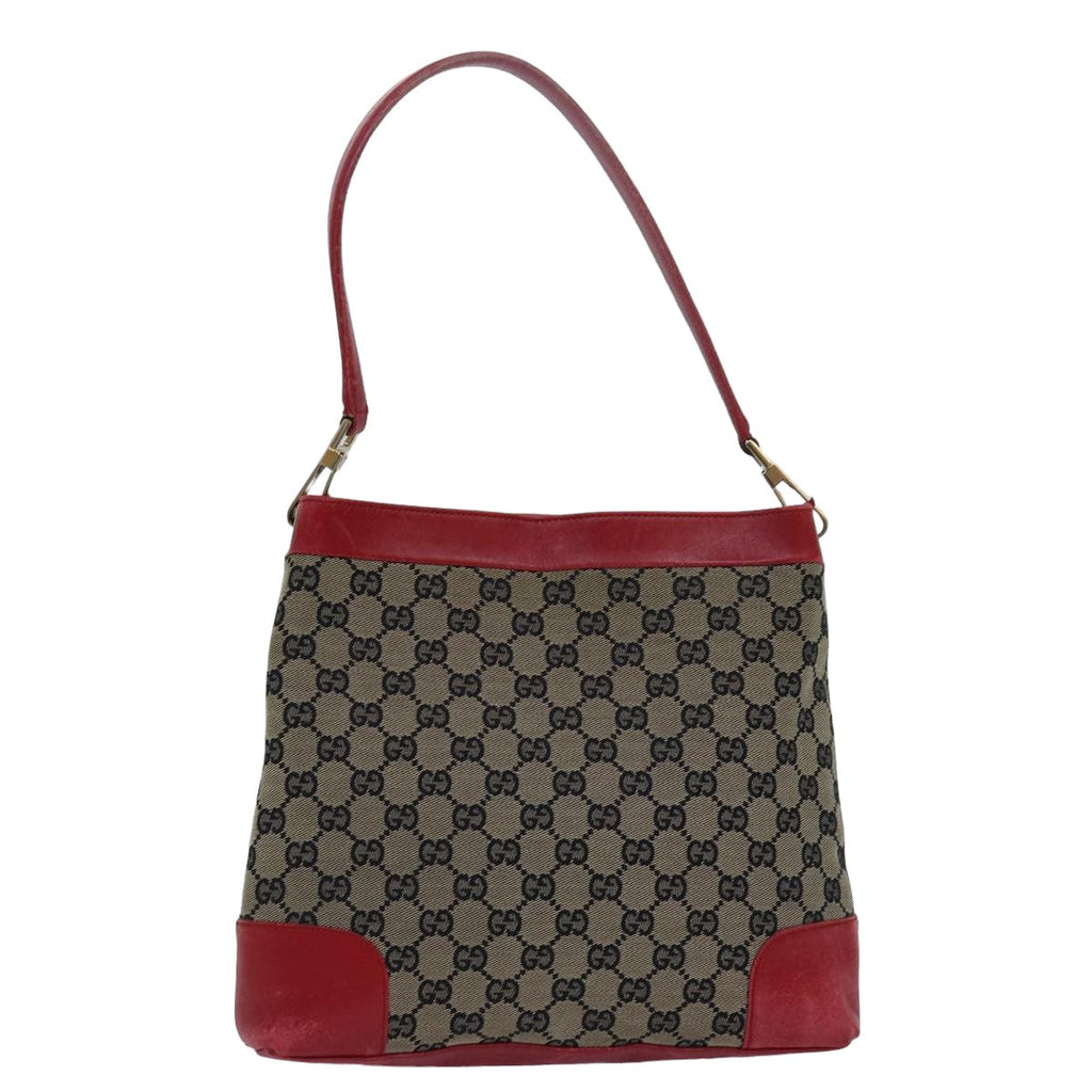 GUCCI GG Canvas Shoulder Bag Beige Red 001 4231 79380