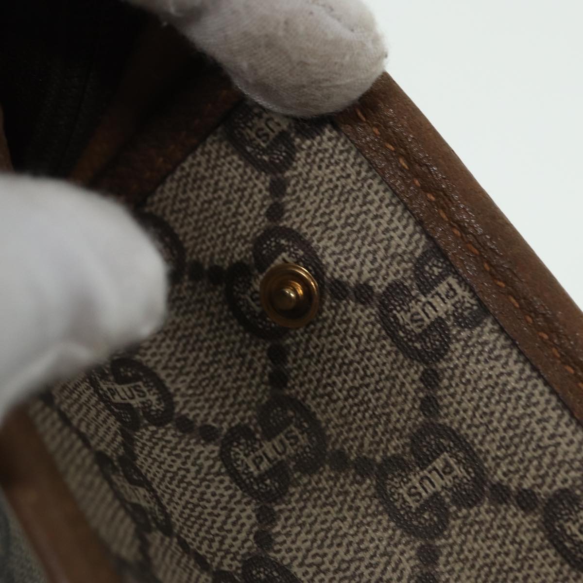GUCCI GG Plus Supreme Clutch Bag PVC Beige 79412