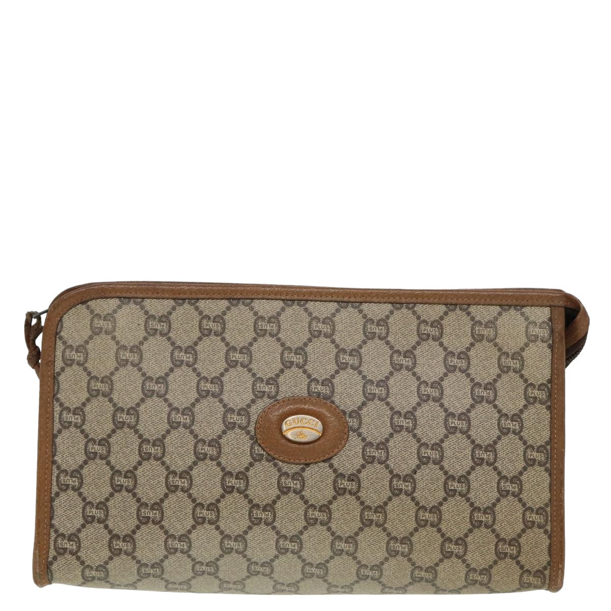 GUCCI GG Plus Supreme Clutch Bag PVC Beige 79412