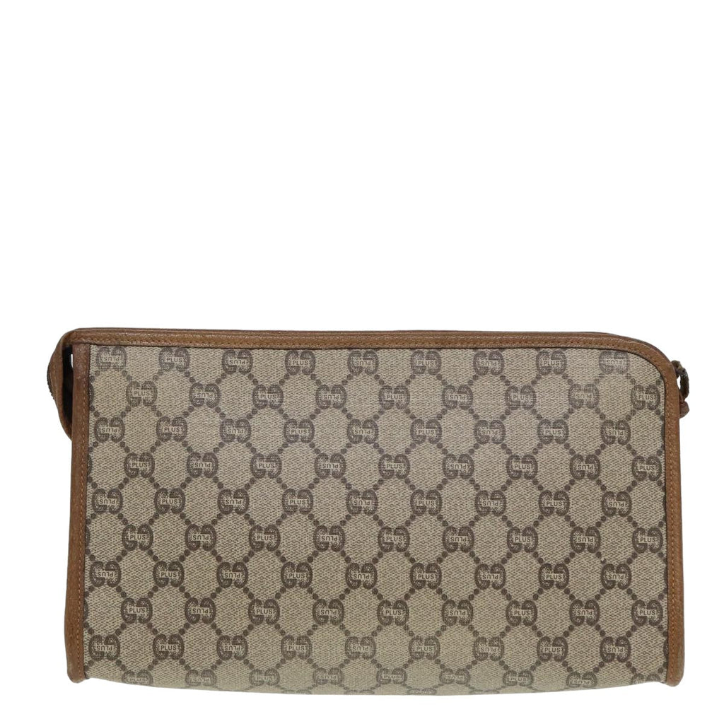 GUCCI GG Plus Supreme Clutch Bag PVC Beige 79412