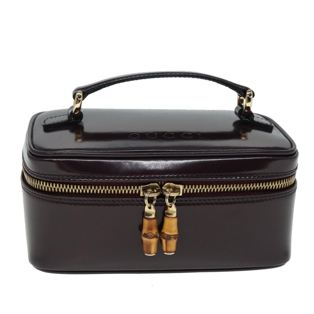 GUCCI Bamboo Vanity Hand Bag Enamel Purple 032 1956 0151 79417
