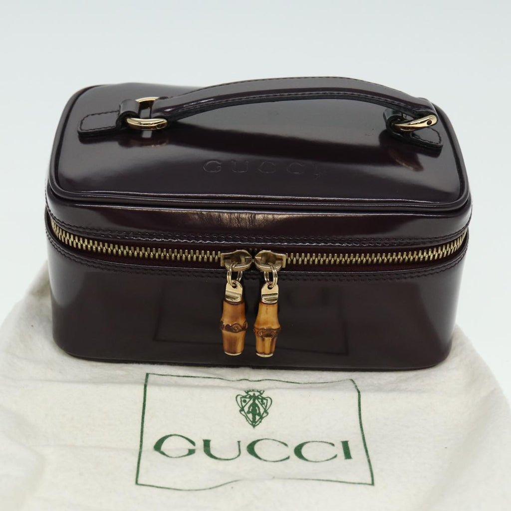 GUCCI Bamboo Vanity Hand Bag Enamel Purple 032 1956 0151 79417
