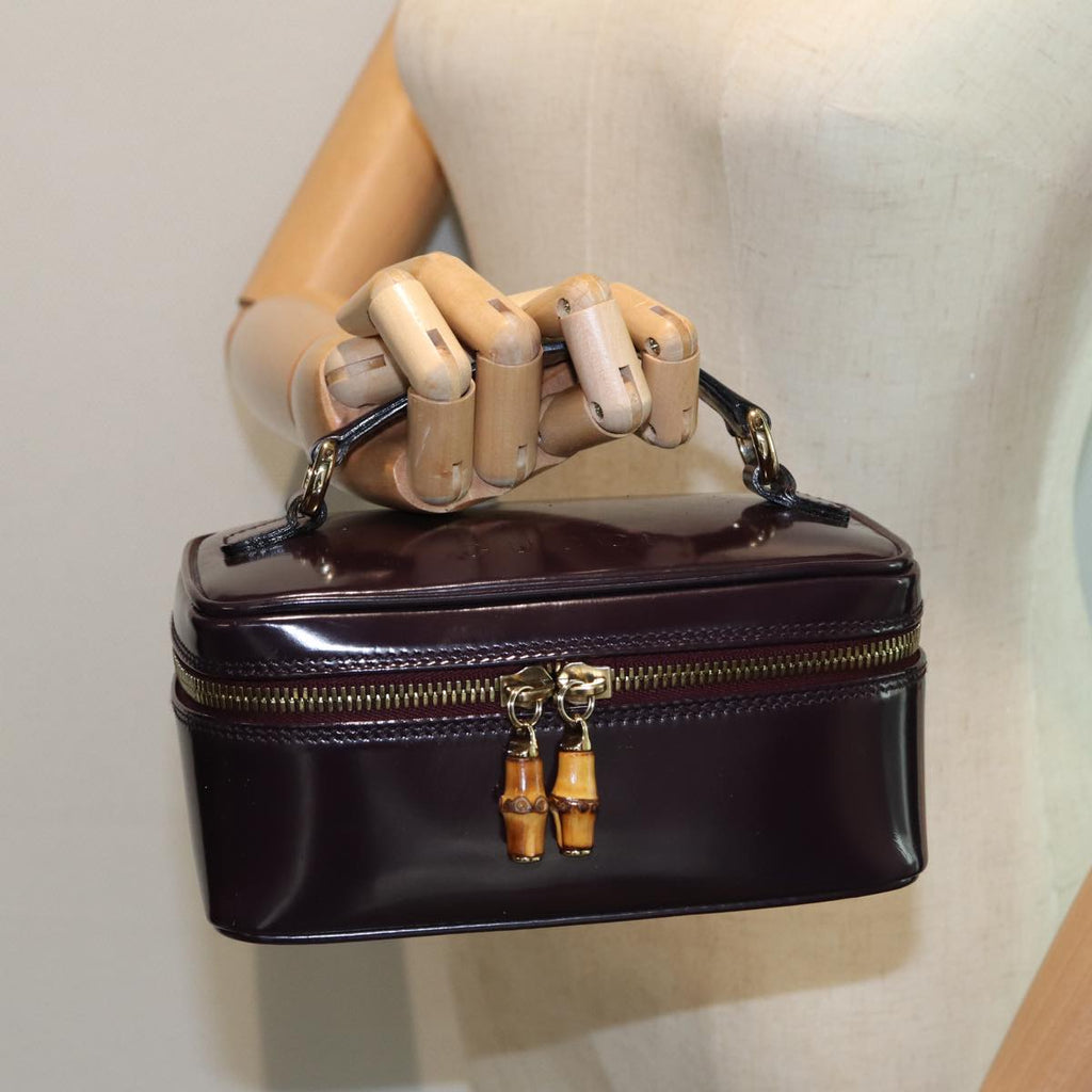 GUCCI Bamboo Vanity Hand Bag Enamel Purple 032 1956 0151 79417