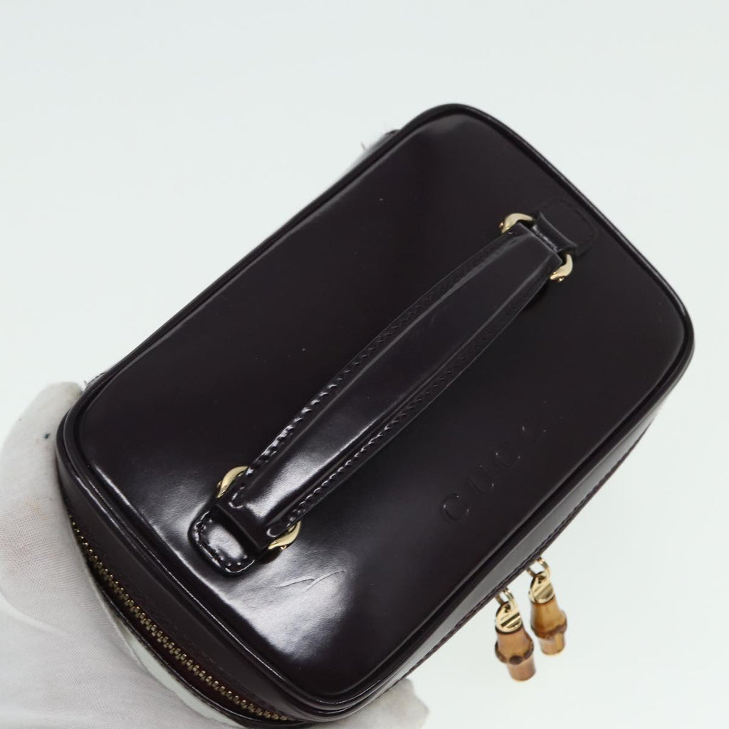 GUCCI Bamboo Vanity Hand Bag Enamel Purple 032 1956 0151 79417