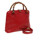GUCCI Bamboo Hand Bag Leather 2way Red 000 406 0289 79440