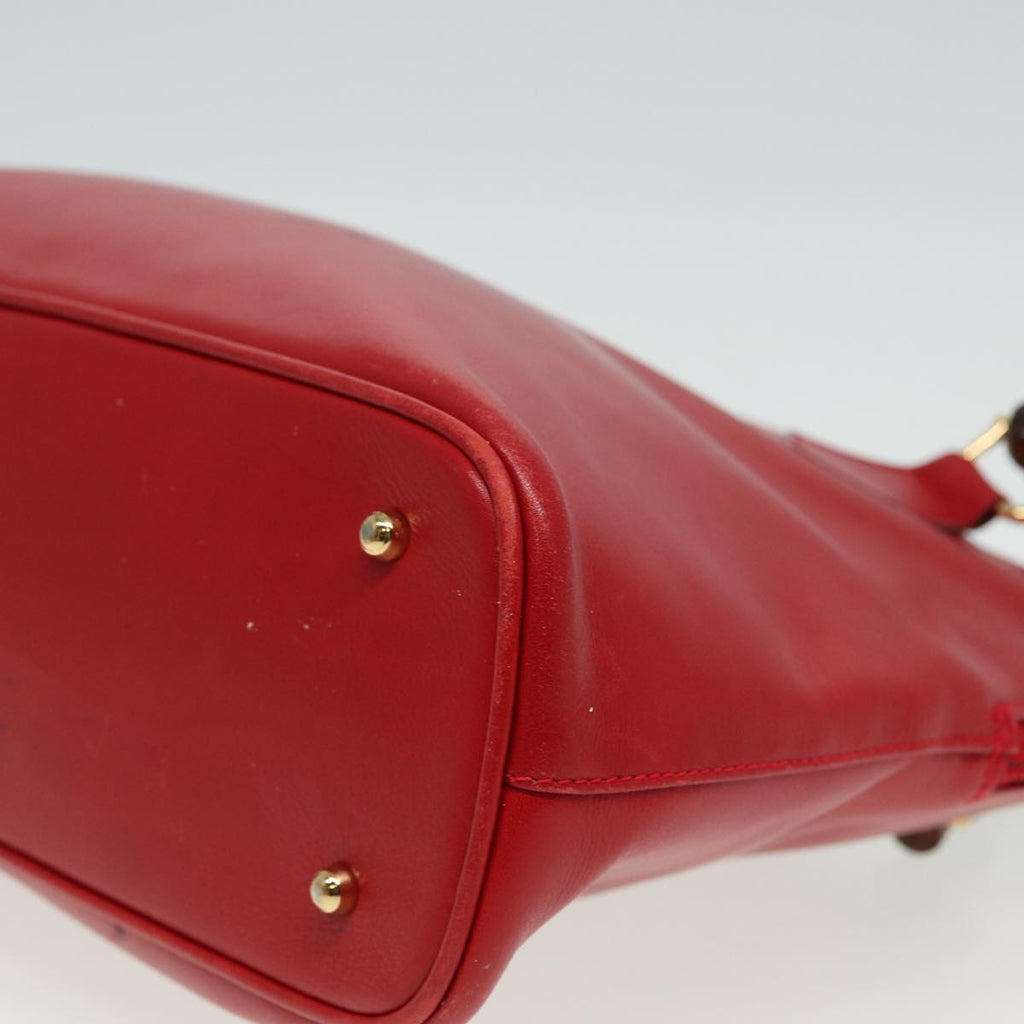 GUCCI Bamboo Hand Bag Leather 2way Red 000 406 0289 79440
