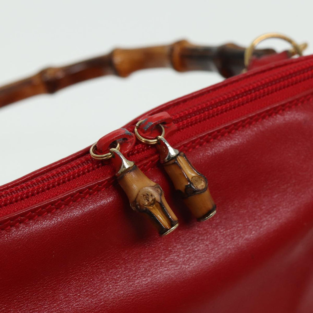GUCCI Bamboo Hand Bag Leather 2way Red 000 406 0289 79440